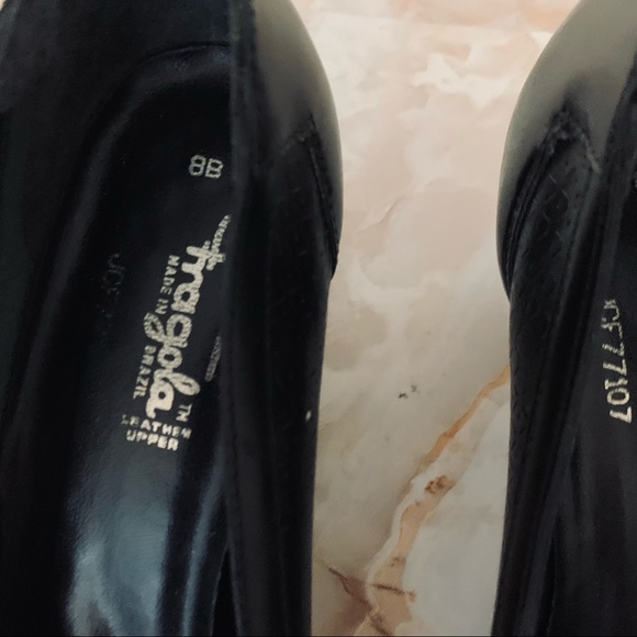 FRAGOLA Black Pump Heels - BLACK LEATHER LOW HEEL SHOES MADE IN BRAZIL 8 - Picture 4 of 7